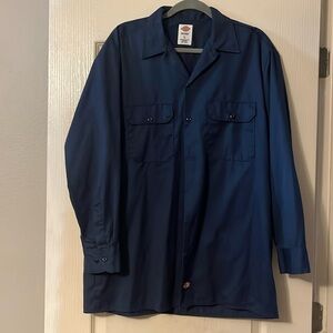 Men’s Dickie long sleeve button down work shirts- 2. Navy size large. NWOT